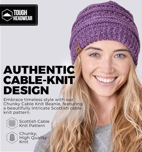 Tough Headwear Slouchy Beanie Hat - Itch-Free Winter Hats for Women - Stretchable Beanies for Women - Acrylic Winter Gear - color: Purple