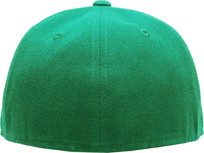 KBETHOS® Original 6 Panel Flat Brim True-Fit Fitted Cap - color: Kelly Green, size: 7 3/8