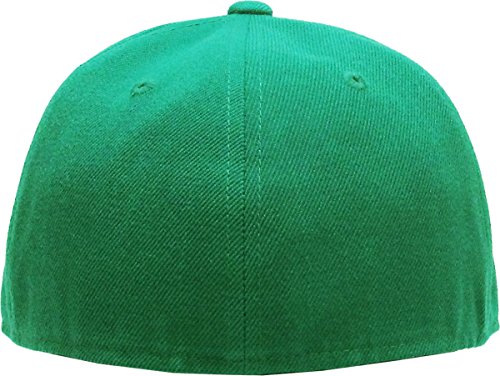 KBETHOS® Original 6 Panel Flat Brim True-Fit Fitted Cap - color: Kelly Green, size: 7 1/2