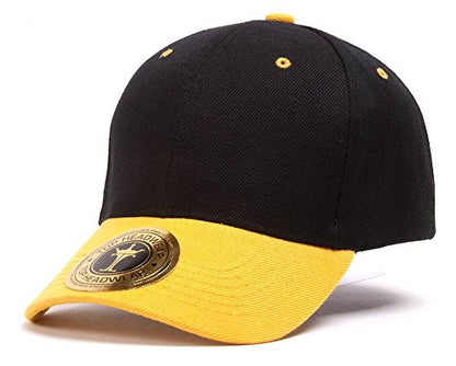 TOP HEADWEAR 12-Pack Adjustable Baseball Hat - color: Black/Yellow