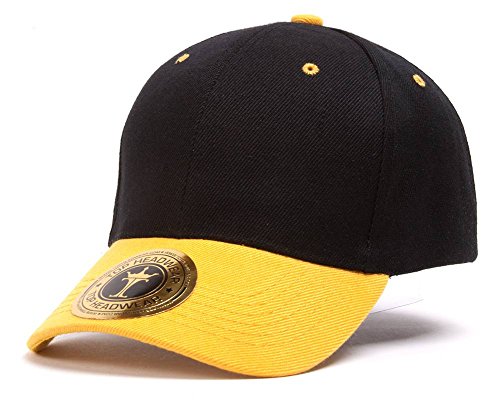 TOP HEADWEAR 12-Pack Adjustable Baseball Hat - color: Black/Yellow