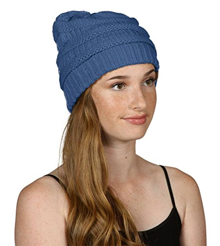 Gravity Threads Knit Soft Stretch Beanie Cap - color: Dark Denim