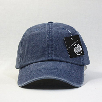 Plain Washed Cotton Adjustable 6 Panel Dad Hat Baseball Cap - color: Navy
