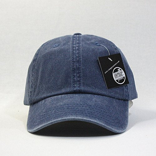 Plain Washed Cotton Adjustable 6 Panel Dad Hat Baseball Cap - color: Navy