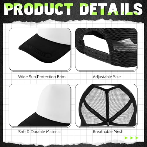 Hercicy 40 Pack Blank Trucker Hat Bulk - color: Classic Black and White