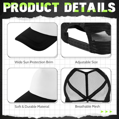 Hercicy 40 Pack Blank Trucker Hat Bulk - color: Classic Black and White