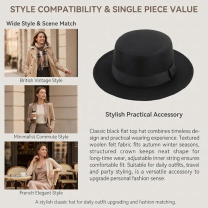 Unisex Classic Felt Fedora Hat, Wide Brim Pork Pie Derby Hat