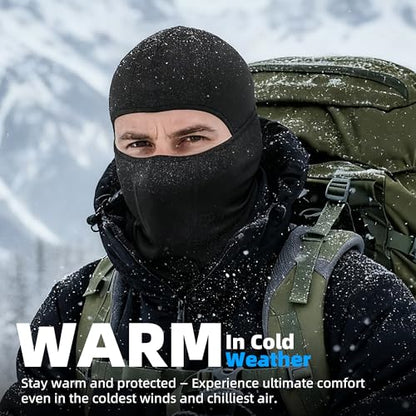 Ski Mask Balalclava Windproof Face Mask Warm Fleece Neck Cover for Cold Weather Helmet Hood for Men & Women - color: A04-2pcs(black+black)