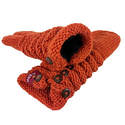 Agan Traders Women's 2026 Winter Mitten Hat Warm Fleece Lined Oversized Thick Chunky Slouchy From Nepal - color: Rust Multi
