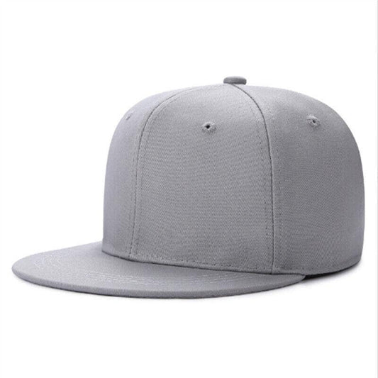 Boolavard Classic Snapback Hat Cap Hip Hop Style Flat Bill Blank Solid Color Adjustable Size - color: Grey