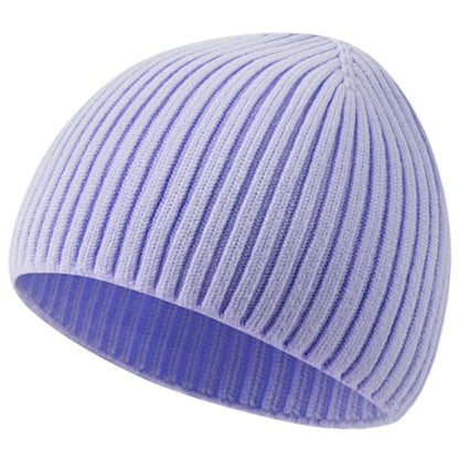 Wool Knit Beanie Hats for Men Women,Cuffless Winter Skull Caps - color: 1-lilac