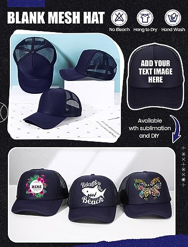 Tarpop 10 Pcs Sublimation Blank Trucker Hats Bulk - color: Navy