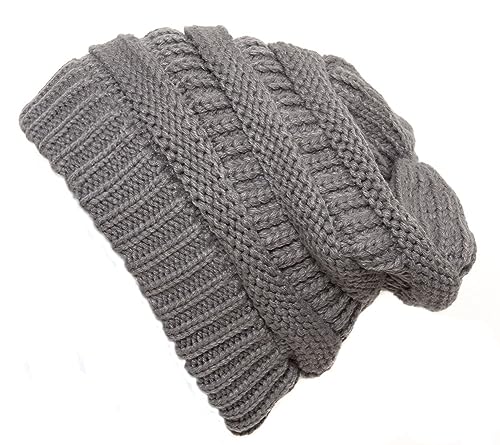 Gravity Threads Knit Soft Stretch Beanie Cap - color: Light Melange Grey