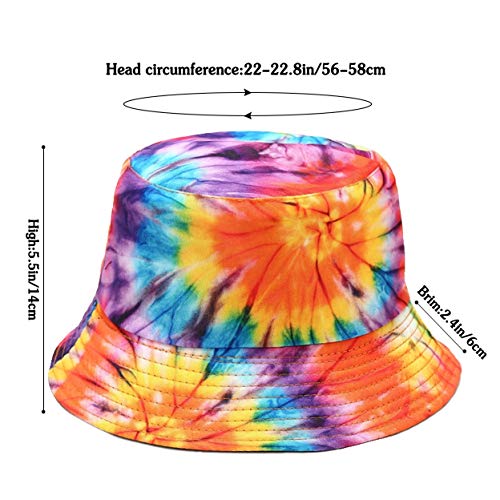 Unisex Bucket Hat Beach Sun Hat Aesthetic Fishing Hat for Men Women Teens, Reversible Double-Side-Wear - color: Colourful Tie-dye 3
