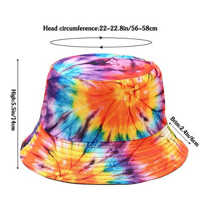 Unisex Bucket Hat Beach Sun Hat Aesthetic Fishing Hat for Men Women Teens, Reversible Double-Side-Wear - color: Colourful Tie-dye 3