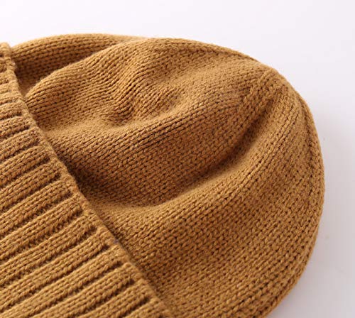 Home Prefer Mens Winter Hat Knit Earflap Hat Stocking Caps with Ears Beanie Hat - color: Camel