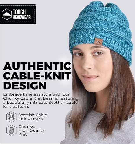 Tough Headwear Slouchy Beanie Hat - Itch-Free Winter Hats for Women - Stretchable Beanies for Women - Acrylic Winter Gear - color: Turquoise