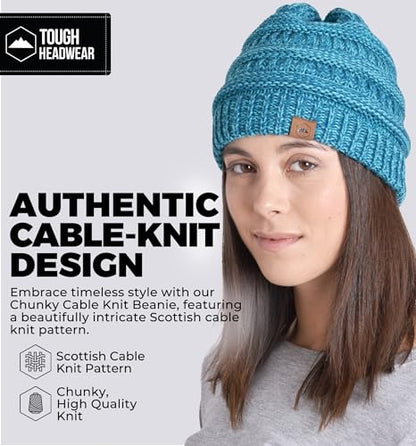 Tough Headwear Slouchy Beanie Hat - Itch-Free Winter Hats for Women - Stretchable Beanies for Women - Acrylic Winter Gear - color: Turquoise