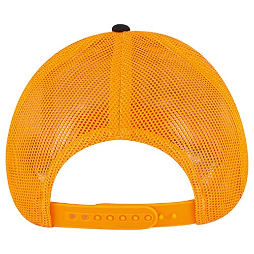 Ashen Fane 6 Panel Blend Twill Structured Low Profile Mesh Back Snapback Trucker Hat - color: Blk/Blk/N.org