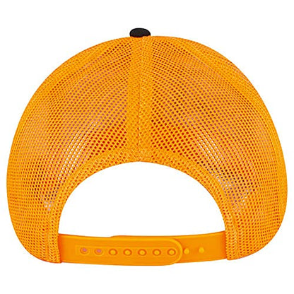 Ashen Fane 6 Panel Blend Twill Structured Low Profile Mesh Back Snapback Trucker Hat - color: Blk/Blk/N.org