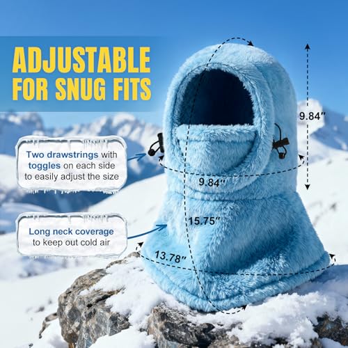 Ski Mask Kids Balaclava, Winter Ski Face Mask Cover, Fleece Hats for Kids - color: Blue