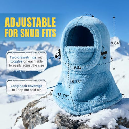 Ski Mask Kids Balaclava, Winter Ski Face Mask Cover, Fleece Hats for Kids - color: Blue