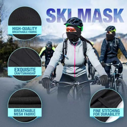 Winter Balaclava Face Mask PU Leather Gloves Set,Breathable Full Face Mask Touchscreen Waterproof Gloves for Men Women - size: Medium