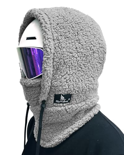 Shy Velvet Sherpa Hood Balaclava Wind-Resistant Ski Mask for Men and Women - color: Gray