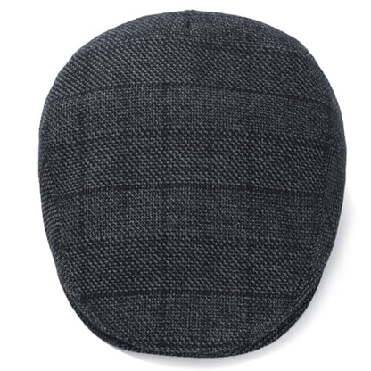 Men's Newsboy Hat with Earflaps Flat Ivy Caps Irish Cabbie Cap - color: Blue Black Square