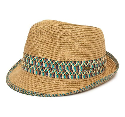 Funky Junque Short Brim Fedora Packable Sun Hat for Women - color: 1 - Blue