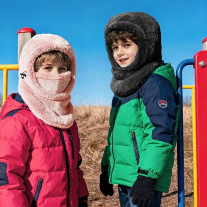 Ski Mask Kids Balaclava, Winter Ski Face Mask Cover, Fleece Hats for Kids - color: Black