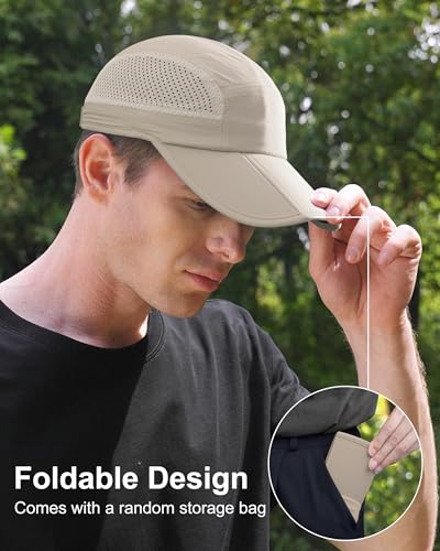 GADIEMKENSD Mens Folding Outdoor Hat Long Brim UPF 50+ Sun Protection - color: Folding Khaki