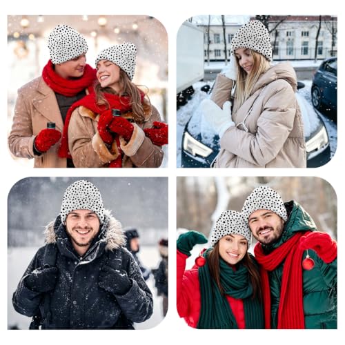 Beanie Knit Hat Winter Unisex Cuffed Beanies Skull Cap Warm Double Layer Thick Acrylic Cute for Girls Women Men - color: Spot