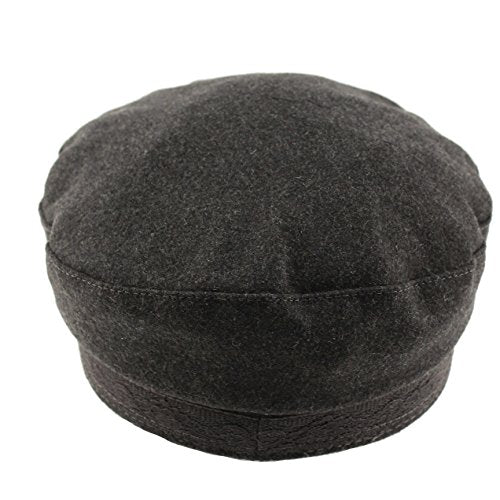 EPOCH Men's Greek Fisherman Sailor Fiddler Winter Wool Driver Hat Flat Cap - color: A Charcoal, size: Small-Medium