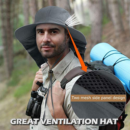 Tirrinia Neck Flap Fishing Safari Cap for Men - color: Grey