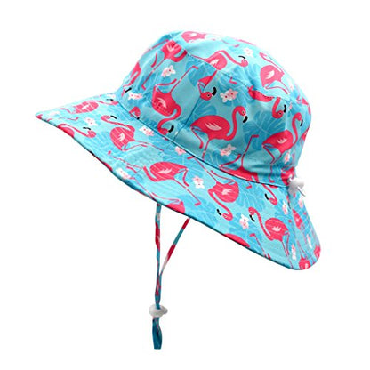 Home Prefer UPF50+ Wide Brim Sun Hat Boys Girls Sun Protection Hat Zoo Beach Swim Safari Bucket Hat for Baby Toddler Kid - color: Flamingo, size: 1-2T