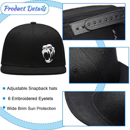 Snapback Hats for Men Flat Bill Hats for Men Fitted Hat Black Baseball Hats Hip Hop Caps - color: Orangutan