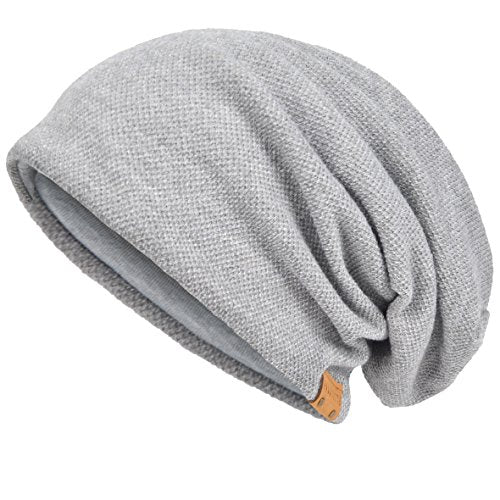 VECRY Men's Slouch Beanie Skull Cap Long Baggy Hip-Hop Winter Summer Hat - color: Hoary