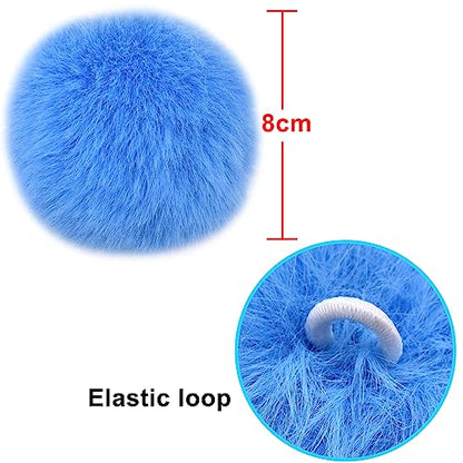 BQTQ 40 Pcs Faux Fur Pom Poms DIY Hat Pompoms with Elastic Loop (Rainbow) - color: Rainbow