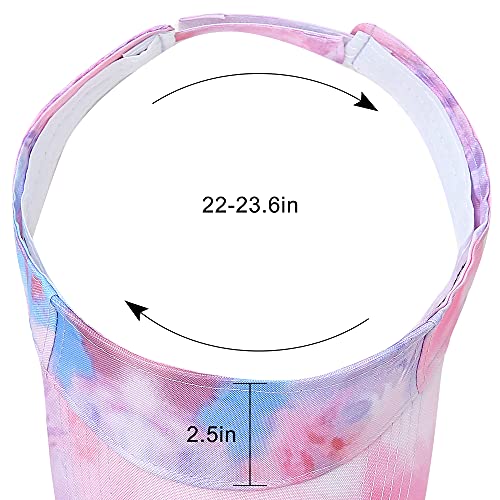 Sport Sun Visor Hats Cotton Ball Caps Empty Top Baseball Sun Cap for Men Women - color: Tie-dye Pink