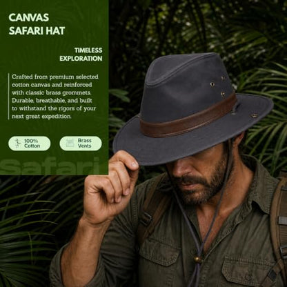 TOP-EX Aussie Safari Sun Hat for Men & Women, UPF 50+ Wide Brim, M-XXL Fit - color: Charcoal Gray, size: Medium