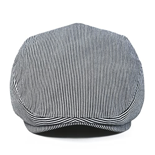 STARANCE Men Thin Cotton Gatsby Newsboy Cap - color: Black Stripe, size: 7 1/2