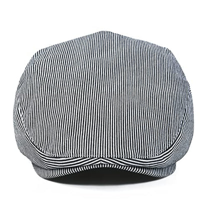 STARANCE Men Thin Cotton Gatsby Newsboy Cap - color: Black Stripe, size: 7 1/2
