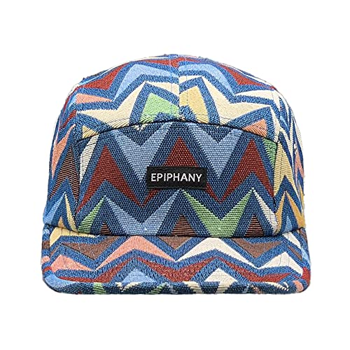 5 Panel Camper Hat | Multi-Color Unique Designs | Caps for Men & Women | Large or X-Large - color: Epiphany Jacquard Blue, size: 7 1/4-7 3/8