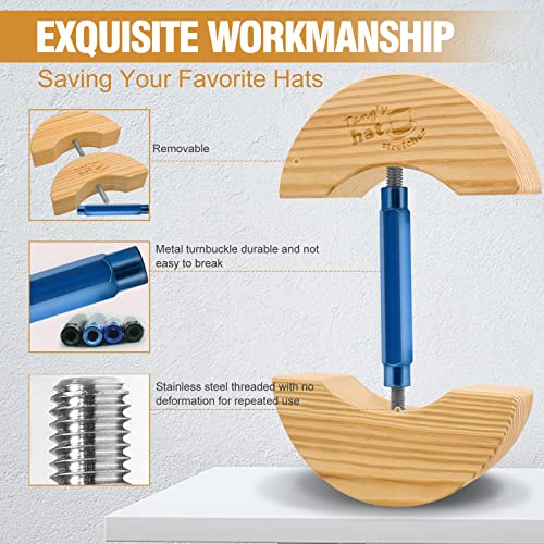 Tang's Wooden Hat Stretcher for Fitted Hats,Adjustable Turn Buckle .OneSizeUnisex AdultsHatShaper, Suit for All Hat Women&Men - color: Blue, size: Large