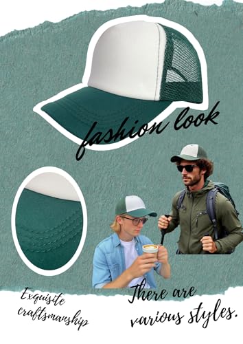12 Pcs Sublimation Blank Trucker Hats Bulk Mesh Snapback Baseball Cap Mesh Trucker Caps for Men and Women DIY Custom Hats - color: Forest Green and White