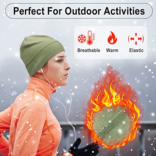 HASAGEI Thermal Running Hat - Men's Skull Cap Cycling Cap Under Helmet for Winter - color: Green
