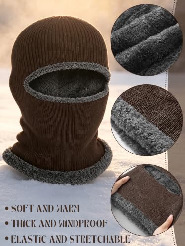 Blulu Ski Knitted Mask for Men,1 Hole - color: Coffee, size: Medium