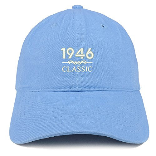 Trendy Apparel Shop Classic 1946 Embroidered Retro Soft Cotton Baseball Cap - color: Carolina Blue