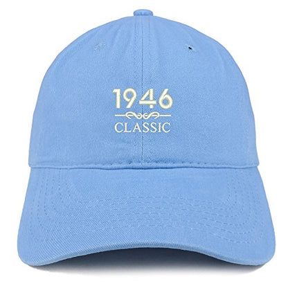 Trendy Apparel Shop Classic 1946 Embroidered Retro Soft Cotton Baseball Cap - color: Carolina Blue